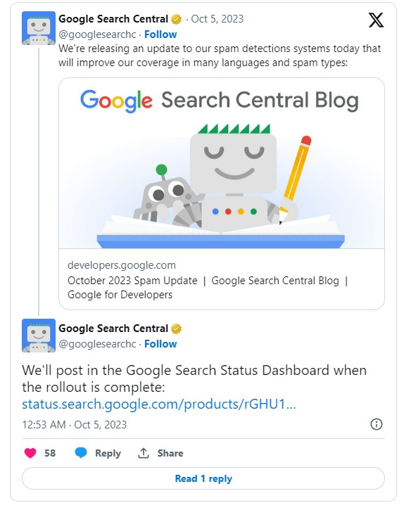 October 2023 Google Spam Update